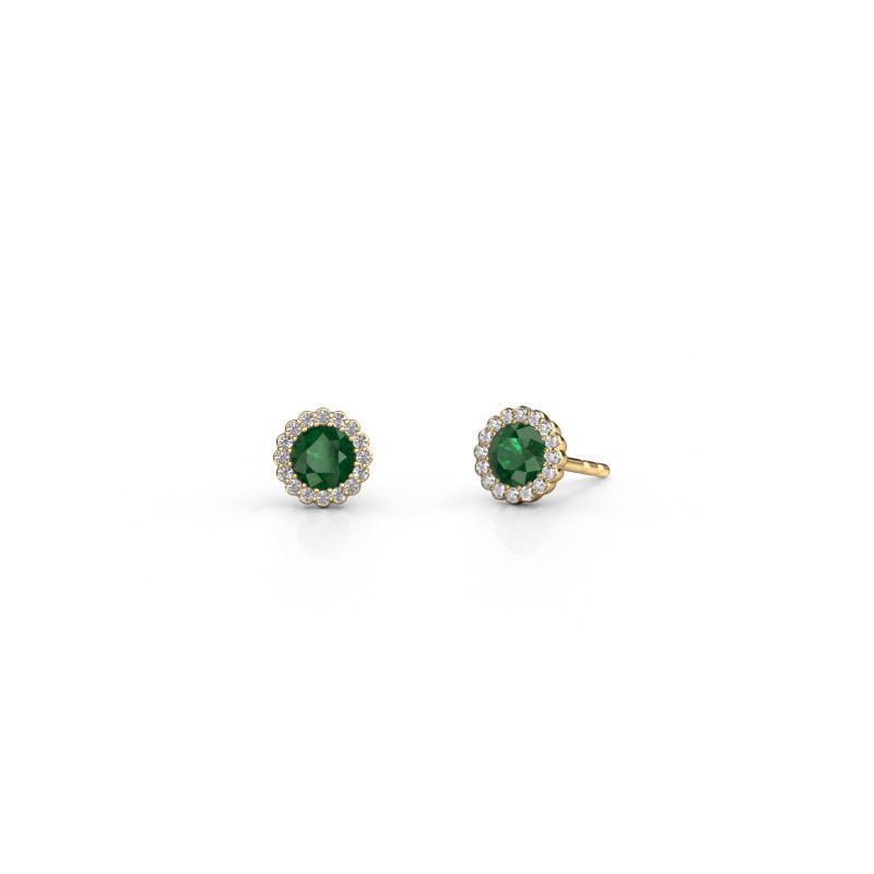 Oorbellen Queen 585 goud smaragd 4.2 mm