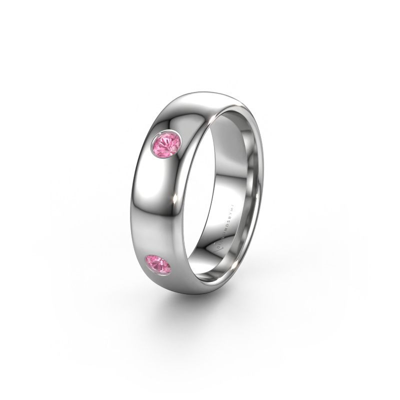 Wedding ring WH0104L36BP 585 white gold pink sapphire 3 mm ±6x2 mm