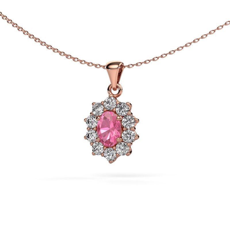 Pendentif Leesa 585 or rose saphir rose 7x5 mm