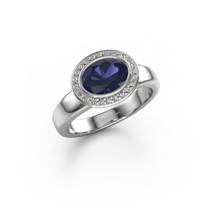 Anello Salena 950 platino zaffiro 8x6 mm