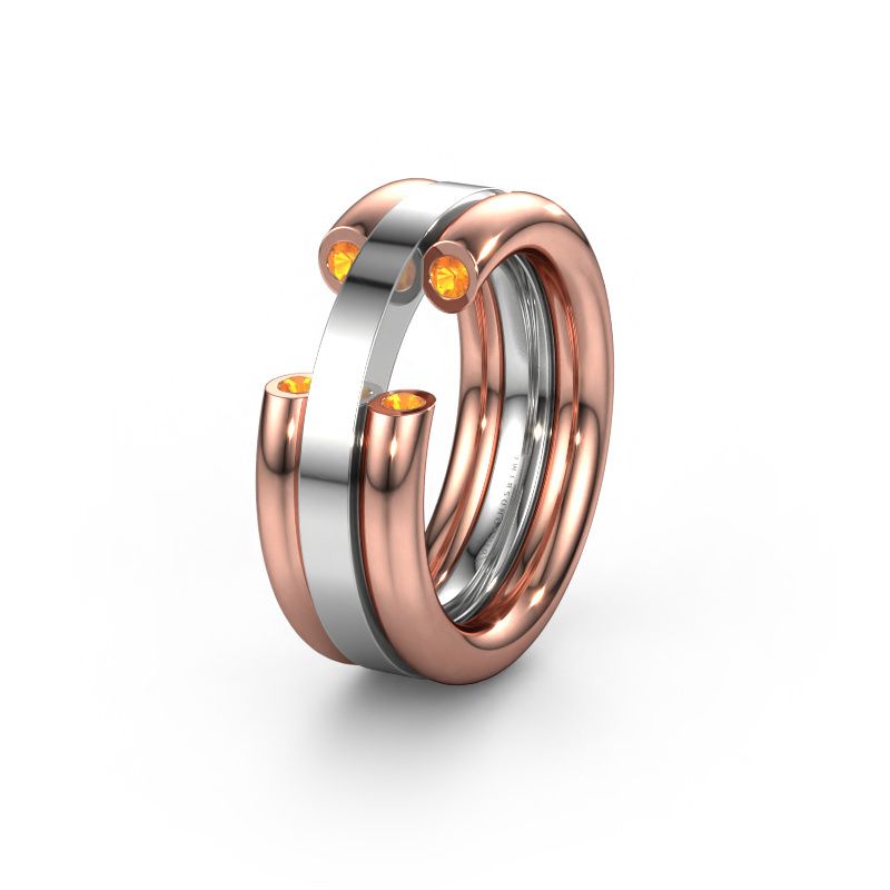 Trouwring WH6018L 585 rosé goud citrien ±8x3 mm