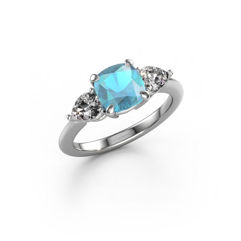 Verlovingsring Chanou CUS 950 platina blauw topaas 7 mm
