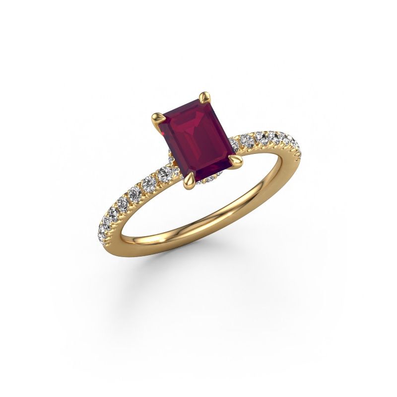 Engagement ring Crystal EME 4 585 gold rhodolite 7x5 mm