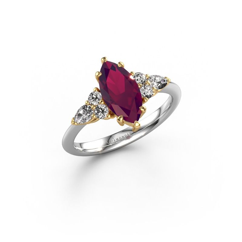 Verlobungsring Melani MRQ 585 Weißgold Rhodolit 11x5.5 mm