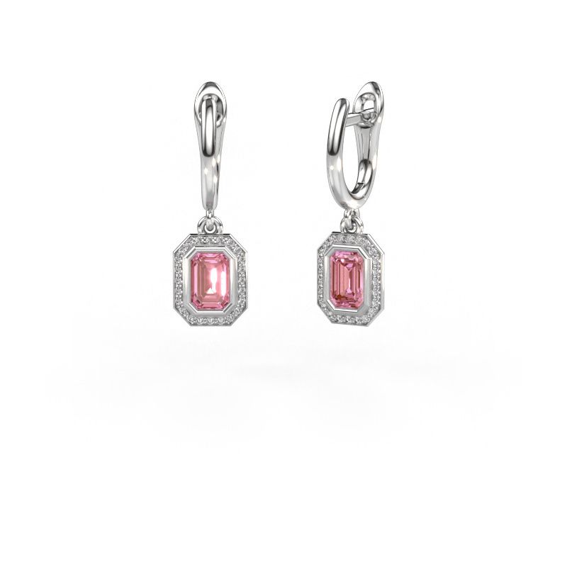 Drop earrings Noud EME 950 platinum pink lab grown diamond 6x4 mm
