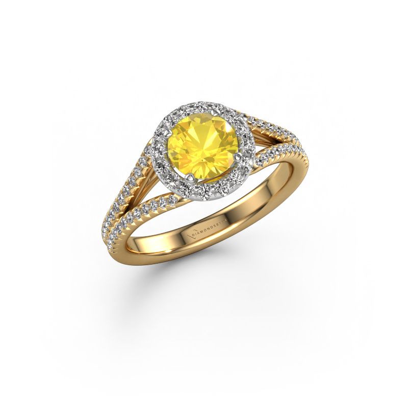 Verlobungsring Verla rnd 2 585 Gold Gelb Saphir 6.5 mm