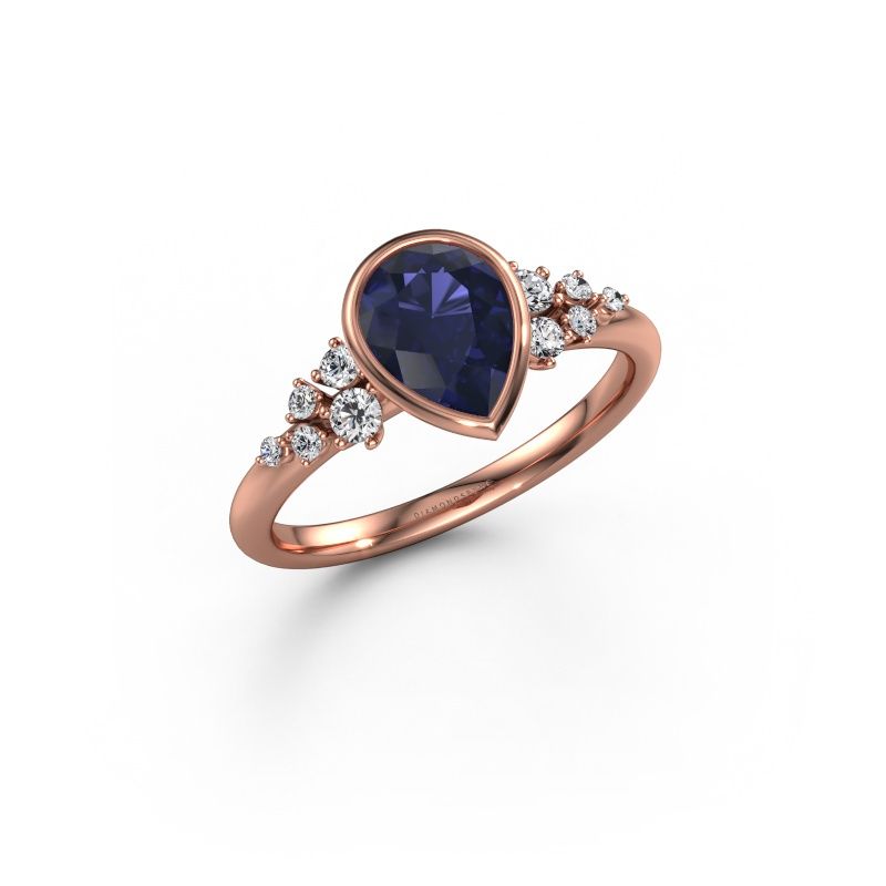 Verlovingsring Aliyah PER 585 rosé goud saffier 8x6 mm