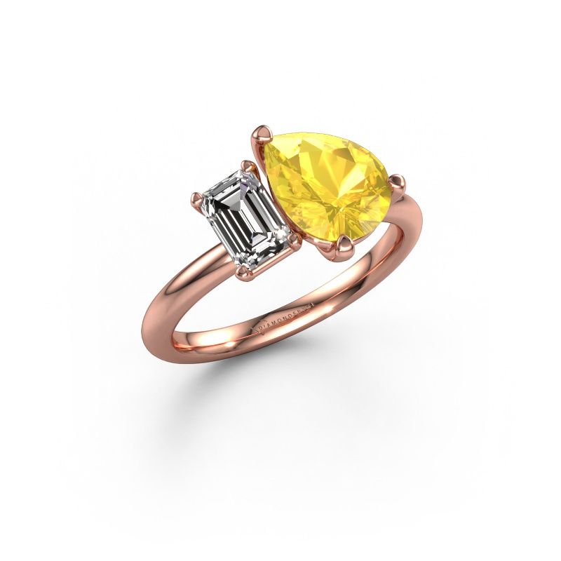 Verlobungsring Toi et Moi PER-EME 585 Roségold Gelb Saphir 9x7 mm
