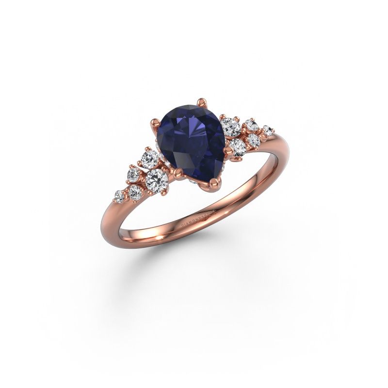 Verlovingsring Emma PER 585 rosé goud saffier 8x6 mm
