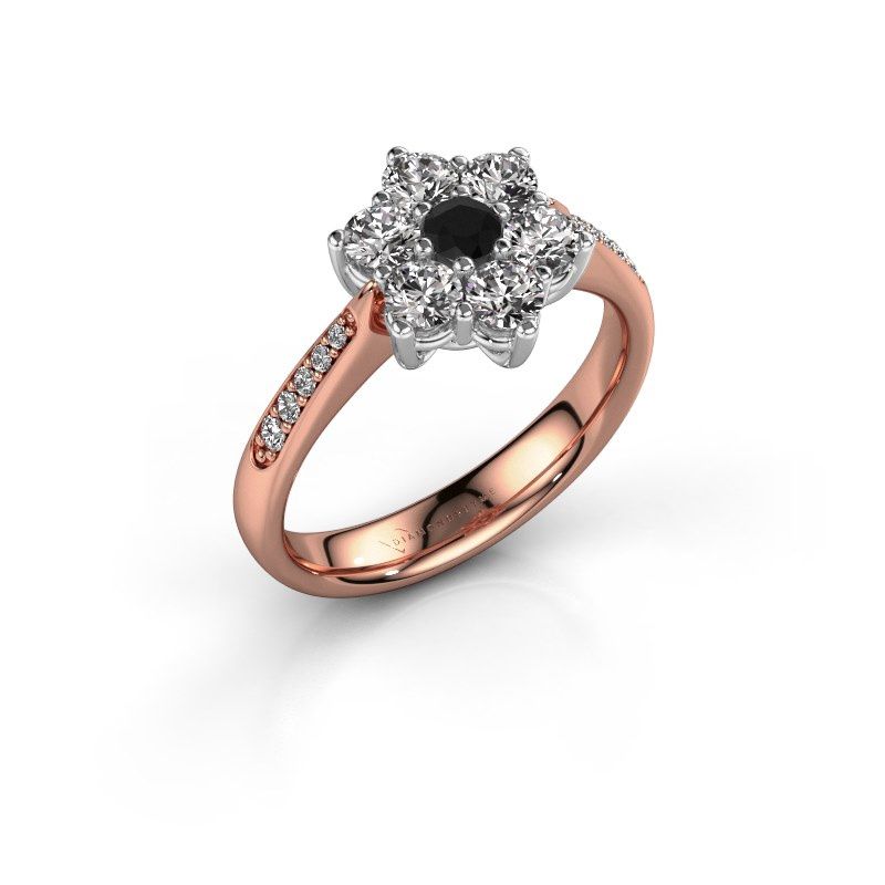 Afbeelding van Verlovingsring Chantal 2 585 rosé goud zwarte diamant 0.12 crt