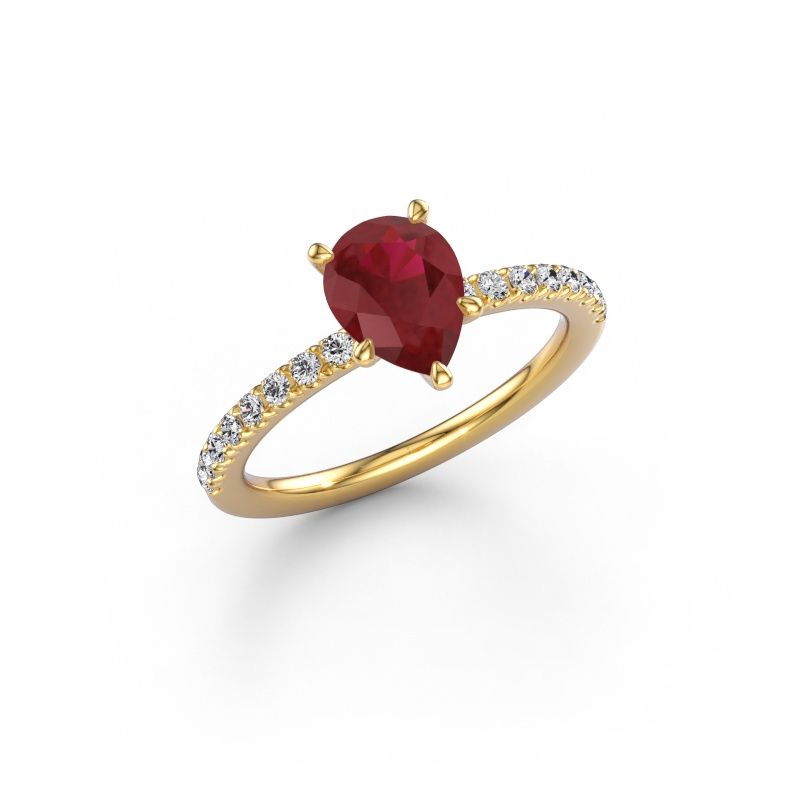 Bague de fiançailles Crystal PER 2 585 or jaune rubis 8x6 mm