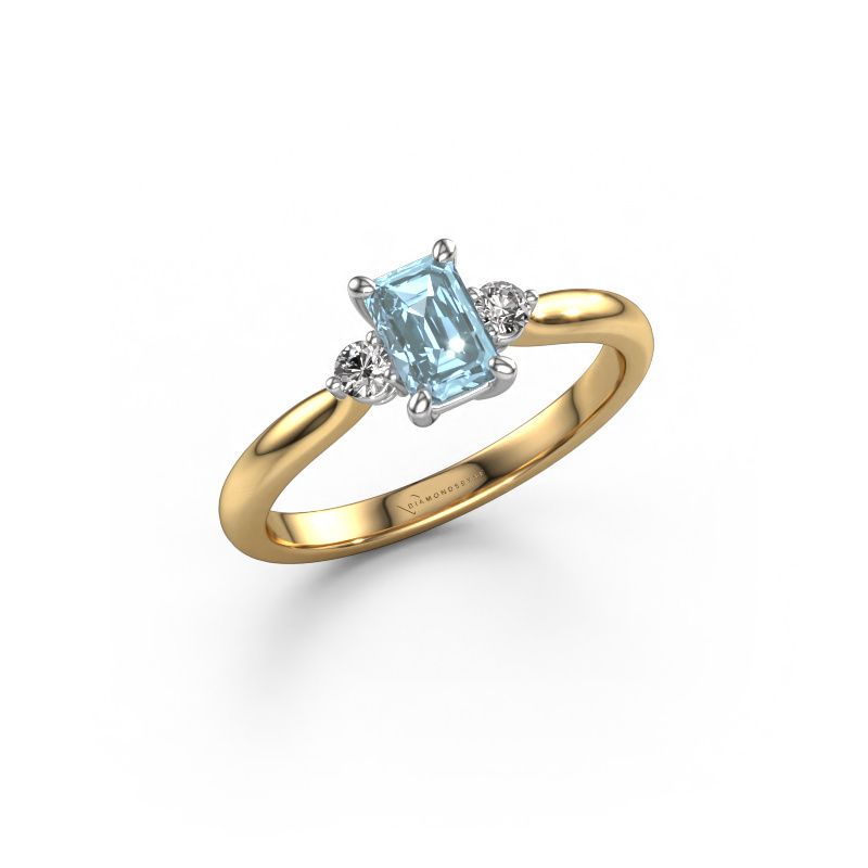 Engagement ring Lieselot EME 585 gold blue lab grown diamond 6x4 mm