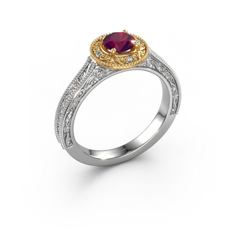 Verlobungsring Alice RND 585 Weißgold Rhodolit 5 mm