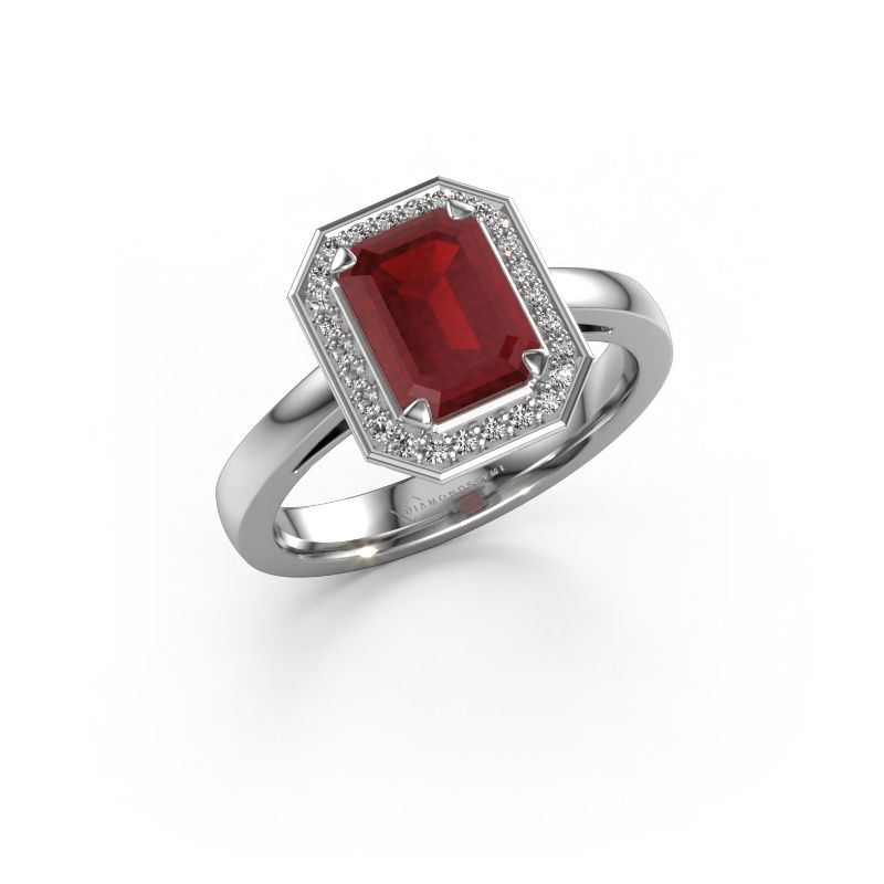 Verlobungsring Dodie 1 eme 950 Platin Rubin 8x6 mm