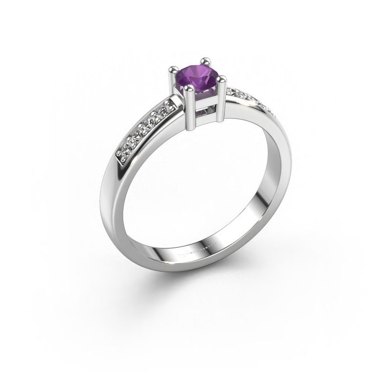 Verlovingsring Eline 2 950 platina amethist 3.7 mm