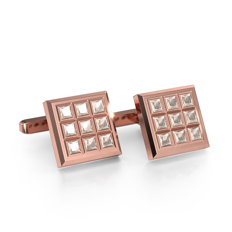 Manchetknopen Clen 585 rosé goud morganiet champagne 3 mm