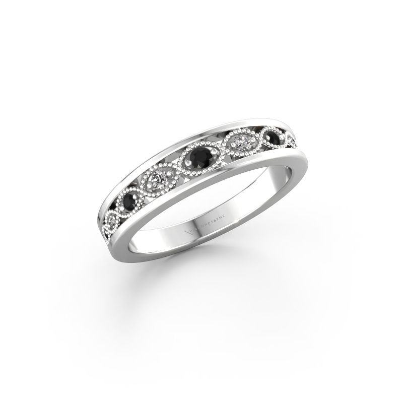 Aanschuifring Laine 585 witgoud zwarte diamant 0.139 crt