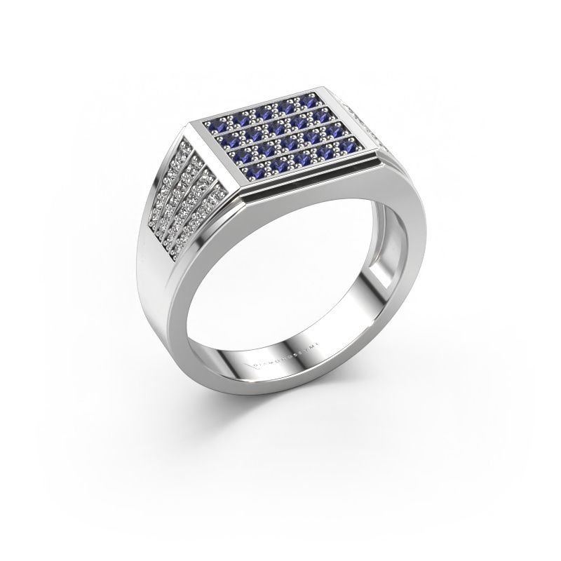 Herrenring Tim 585 Weißgold Saphir 1.5 mm