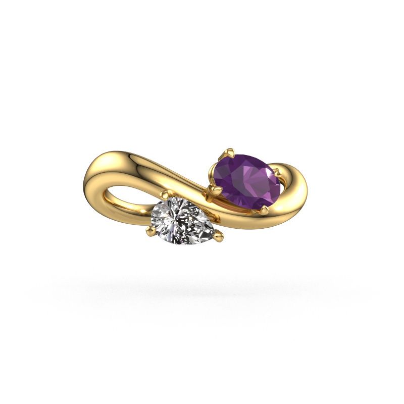 Verlovingsring Chloe OVL-PER 585 goud amethist 6.5x4.5 mm