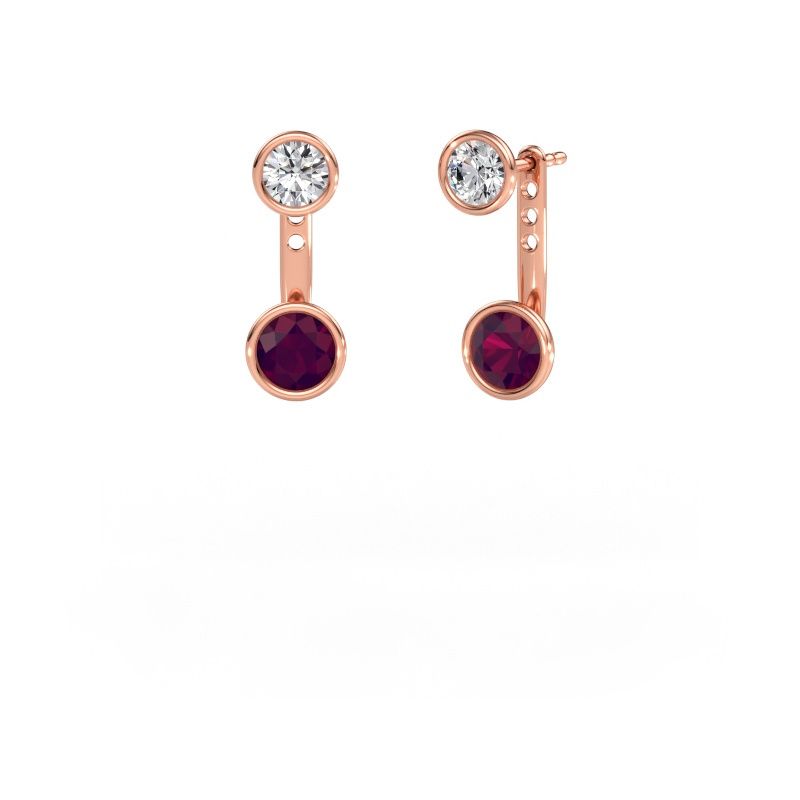 Ohrringe Halle 585 Roségold Rhodolit 6 mm