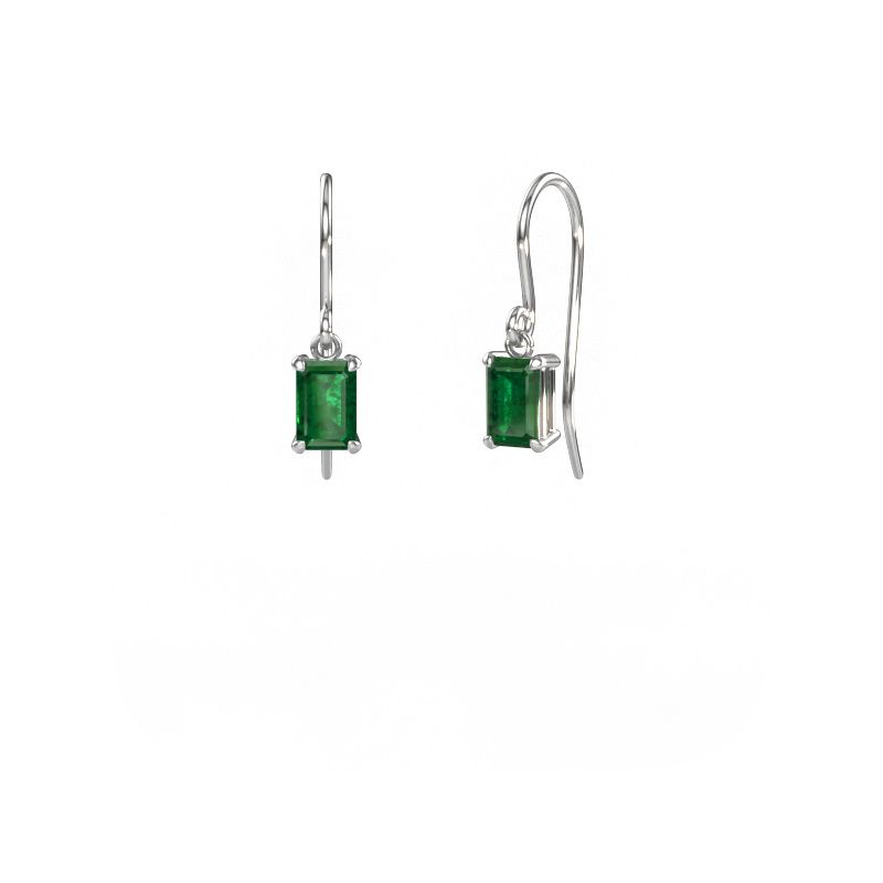 Pendants d'oreilles Laurie EME 1 950 platine emeraude 7x5 mm