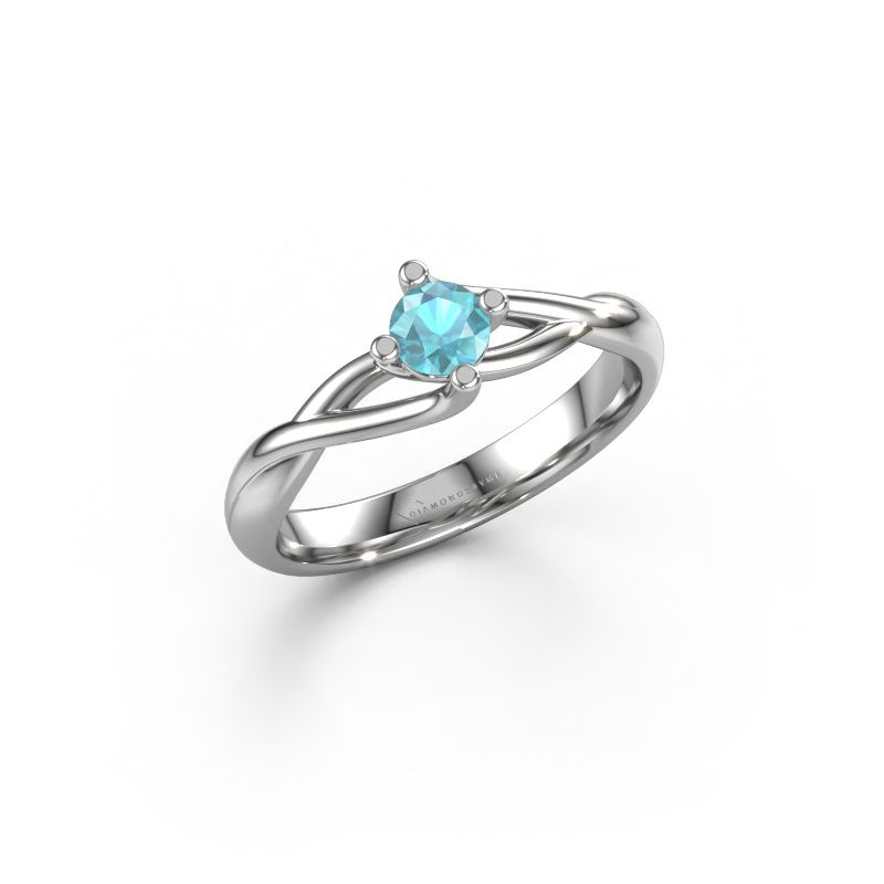 Engagement ring Paulien 950 platinum blue topaz 4 mm