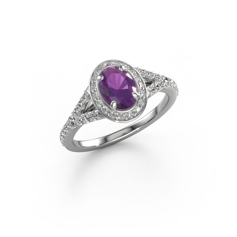 Belofte ring Pamela OVL 950 platina amethist 7x5 mm