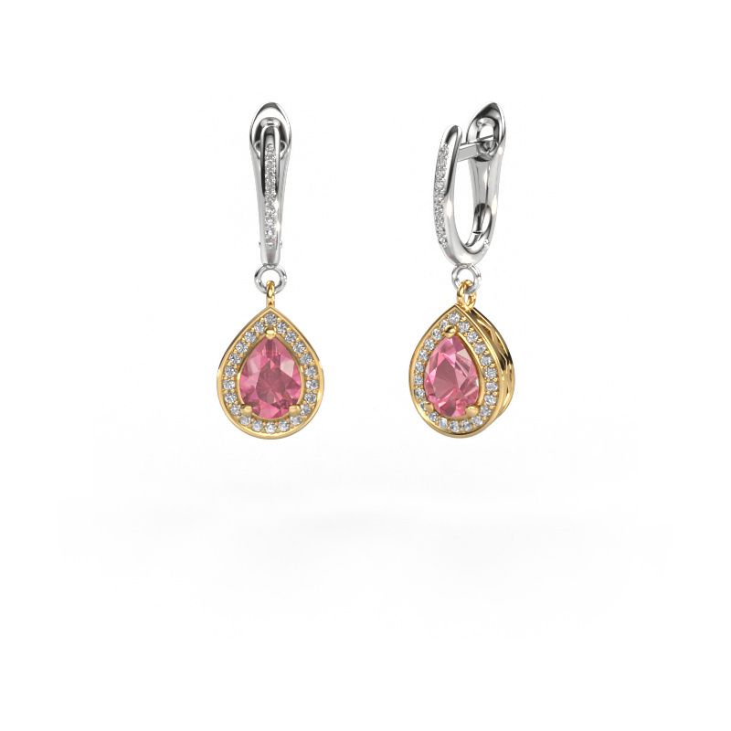 Drop earrings Ginger 2 585 gold tourmaline pink 7x5 mm
