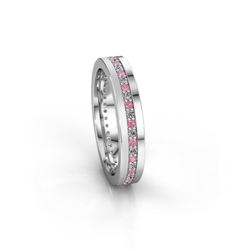 Image of Wedding ring WH0203L14BPM<br/>950 platinum ±4x2 mm<br/>Pink sapphire 1.3 mm