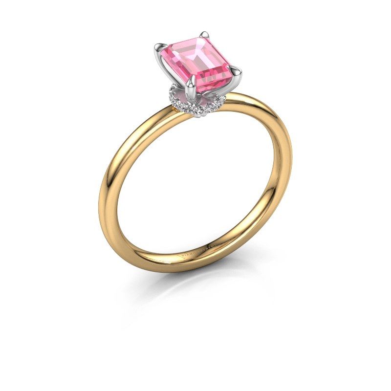 Afbeelding van Verlovingsring Crystal EME 3 585 goud roze saffier 7x5 mm