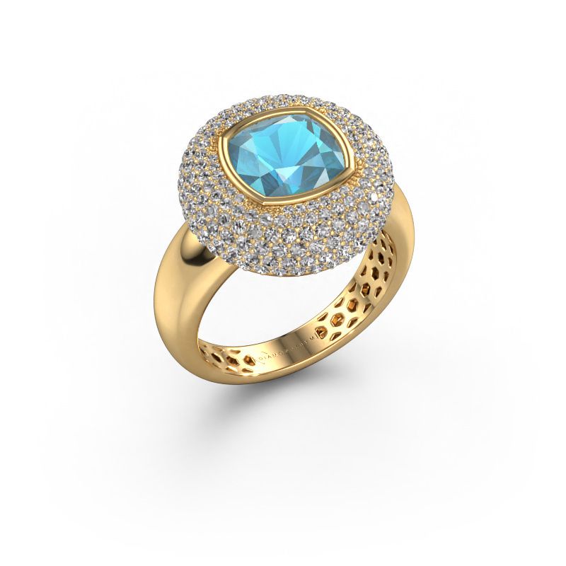 Ring Keshia 585 gold blue topaz 8 mm