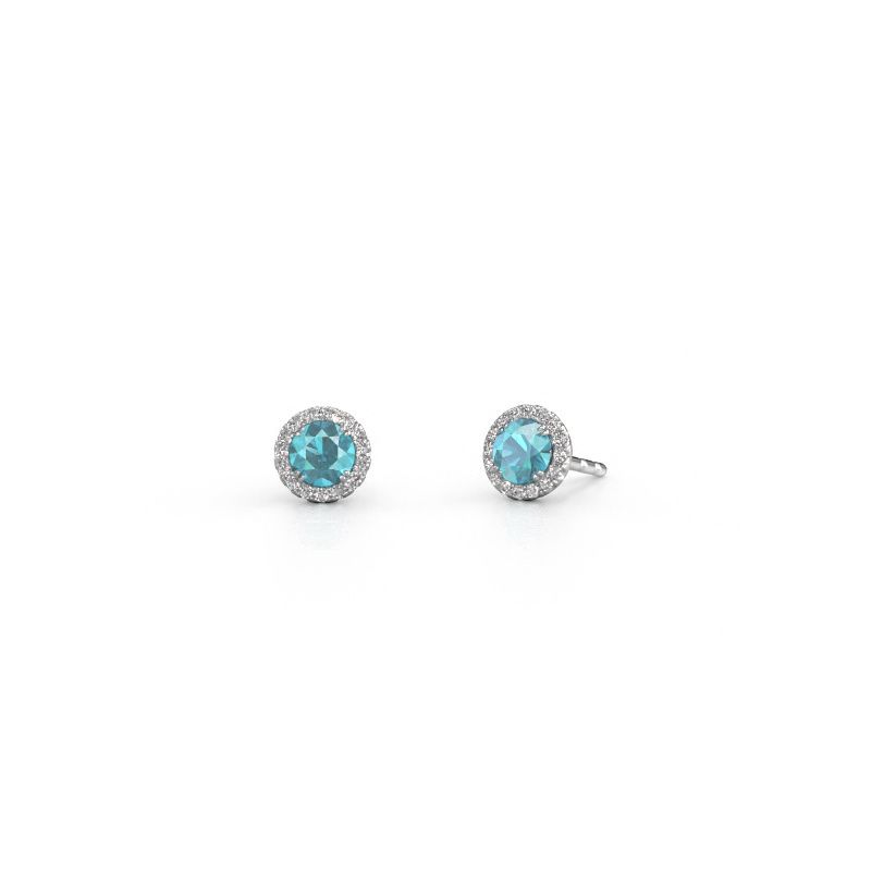 Earrings Seline rnd 950 platinum blue topaz 4 mm