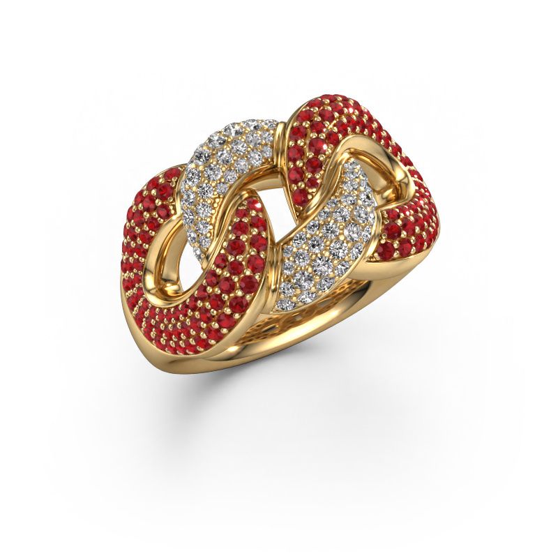 Ring Kylie 3 13mm 585 goud robijn 0.8 mm