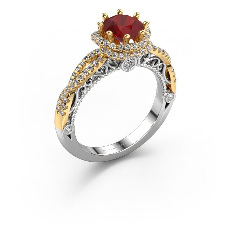 Engagement ring Lysanne 585 white gold ruby 6.5 mm