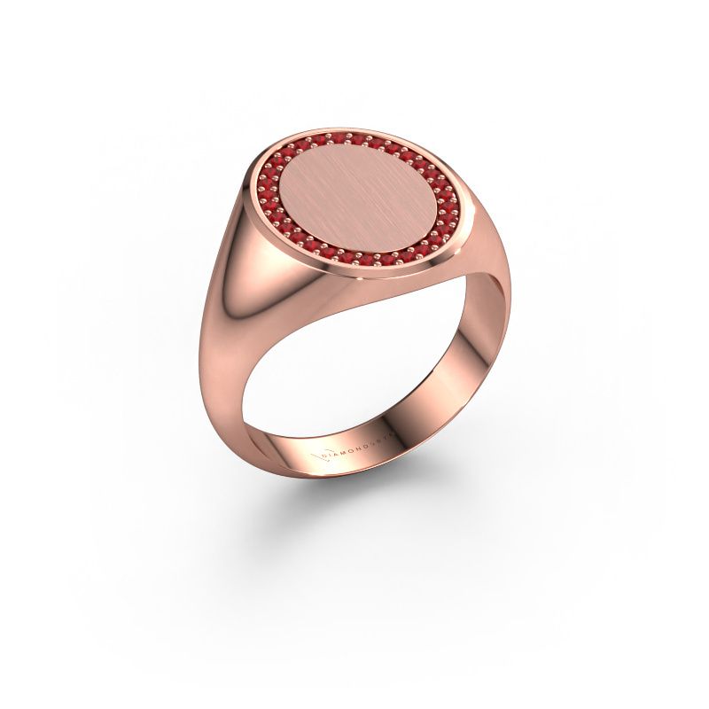 Heren ring Floris Oval 4 585 rosé goud robijn 1.2 mm