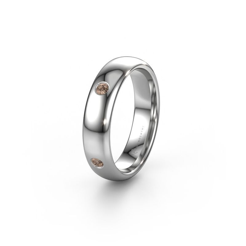 Wedding ring WH0104L35BP 950 platinum brown diamond ±5x2 mm