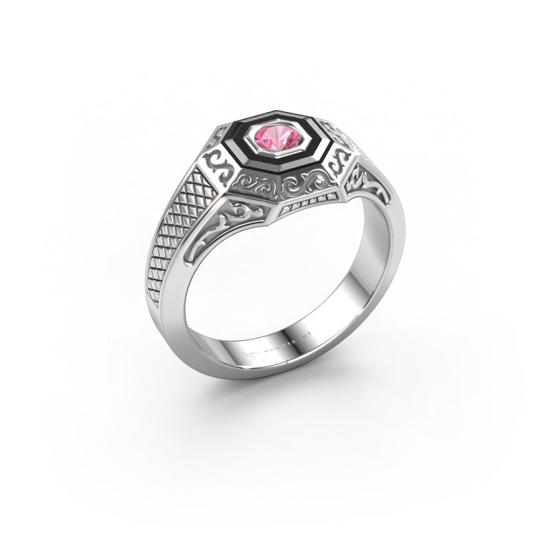Herrenring Dion 585 Weißgold Pink Saphir 4 mm