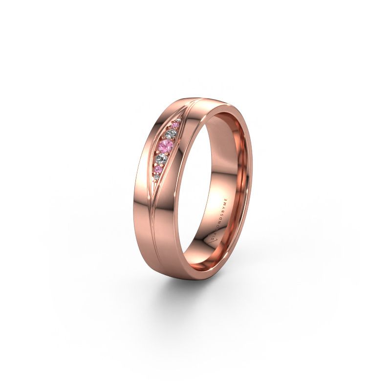Wedding ring WH0133L25AP 585 rose gold pink sapphire ±5x1.7 mm