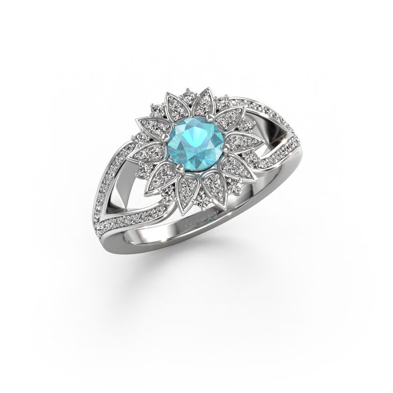 Ring Chasidy 2 585 white gold blue topaz 5 mm