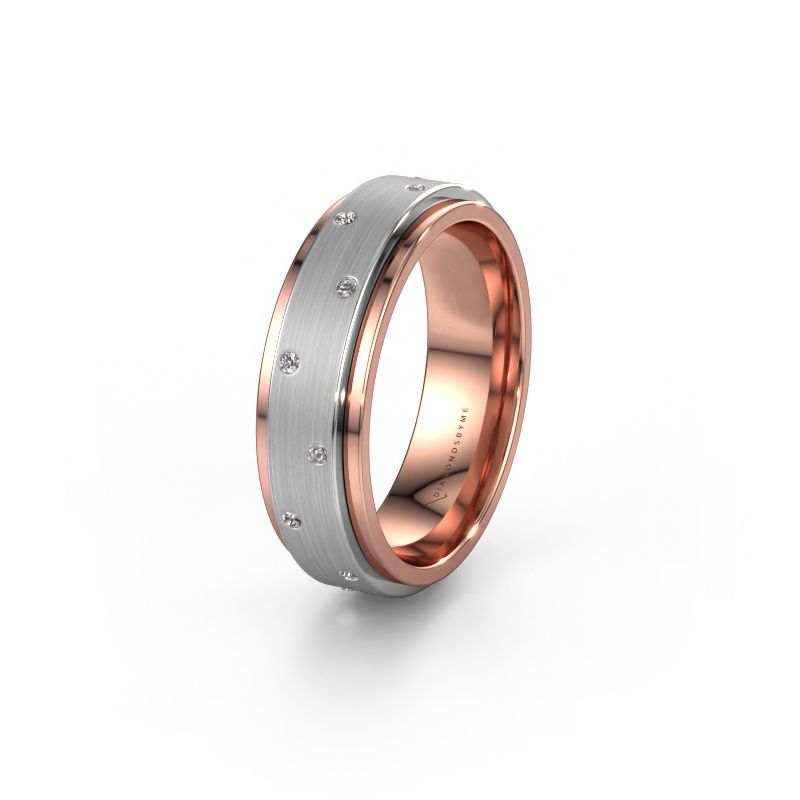 Trouwring WH2134L 585 rosé goud lab-grown diamant ±6 x 2,2 mm