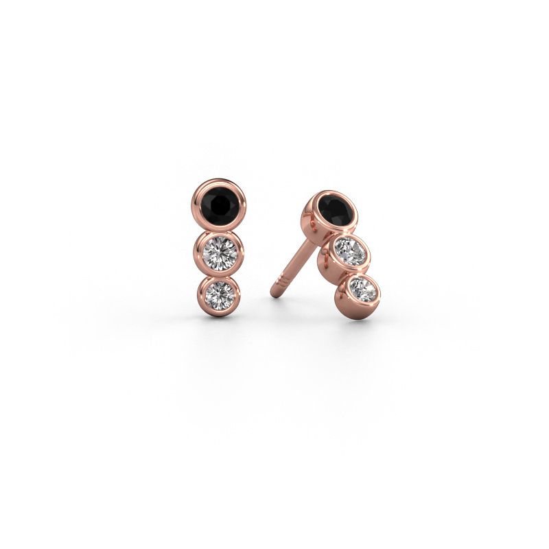 Ohrringe Felica 585 Roségold Schwarz Diamant 0.362 crt
