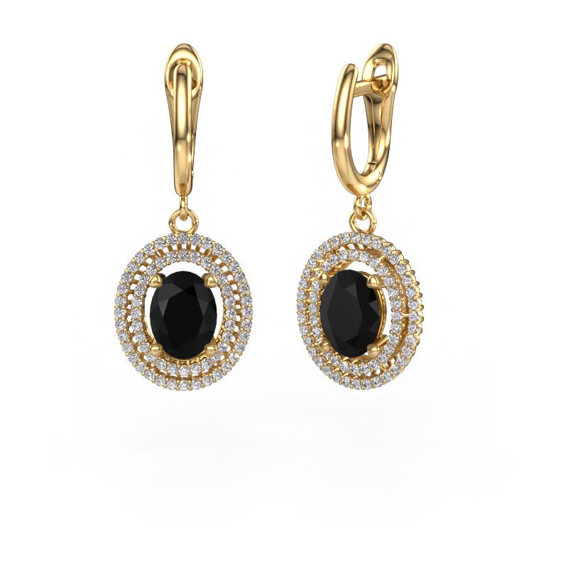 Pendants d'oreilles Karren 585 or jaune diamant noir 3.44 crt