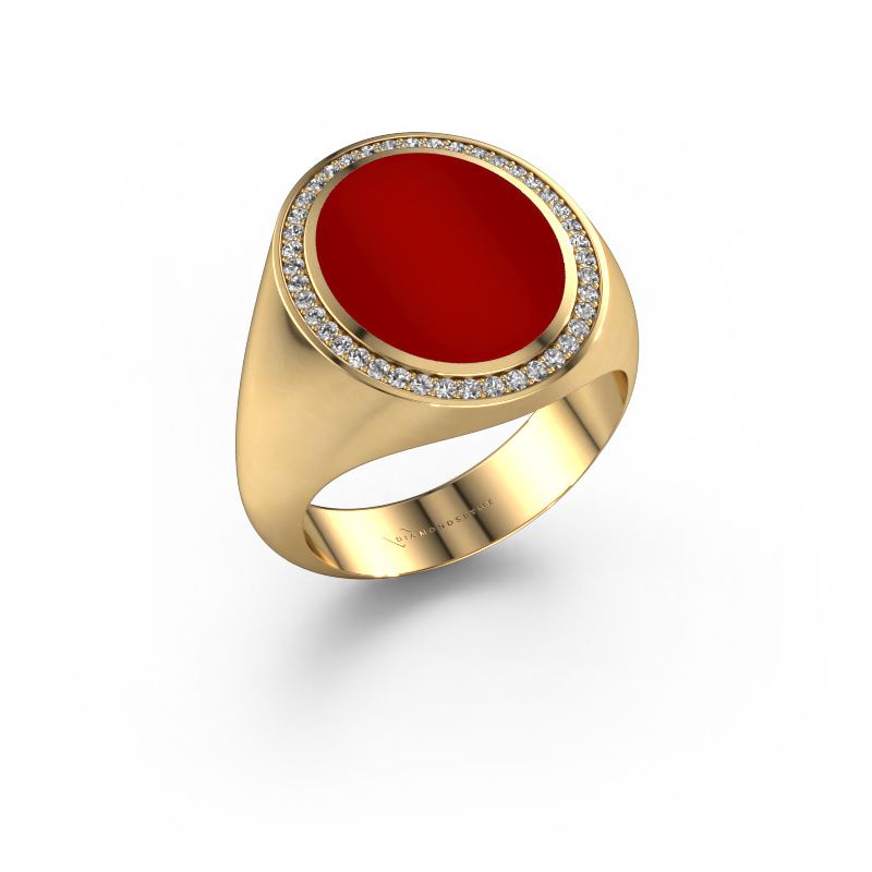 Zegelring Adam 4 585 goud carneool 15x12 mm