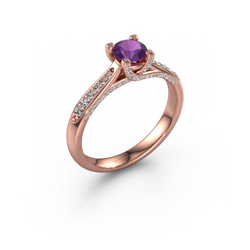 Engagement ring Mia 3 585 rose gold amethyst 5 mm