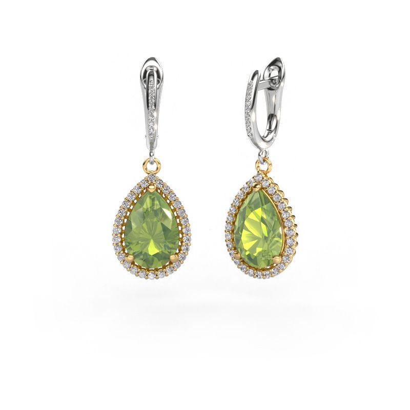 Pendants d'oreilles Tilly per 4 585 or jaune péridot 12x8 mm
