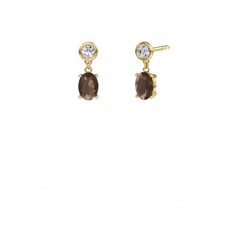 Pendants d'oreilles Lacey OVL 585 or jaune quartz fumé 7x5 mm