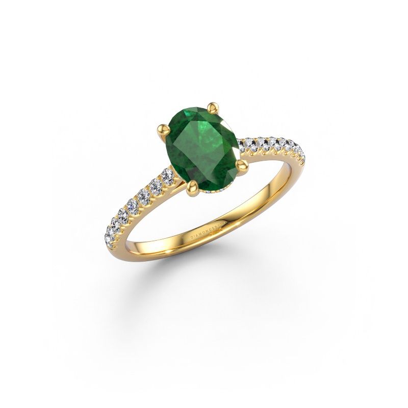 Verlovingsring Sophie OVL 585 goud smaragd 8x6 mm