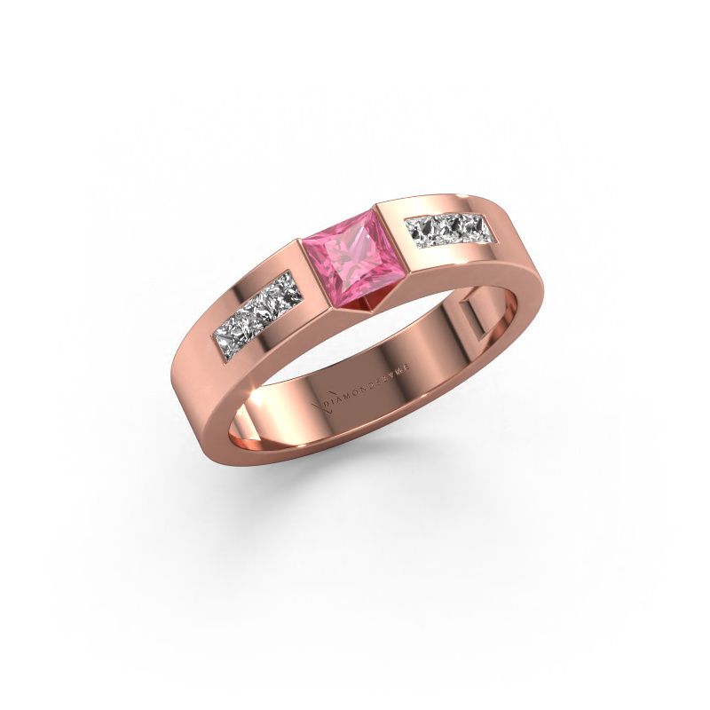 Verlovings ring Arlena 2 585 rosé goud roze saffier 4 mm