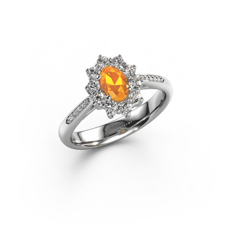 Verlobungsring Leesa 2 585 Weißgold Citrin 6x4 mm