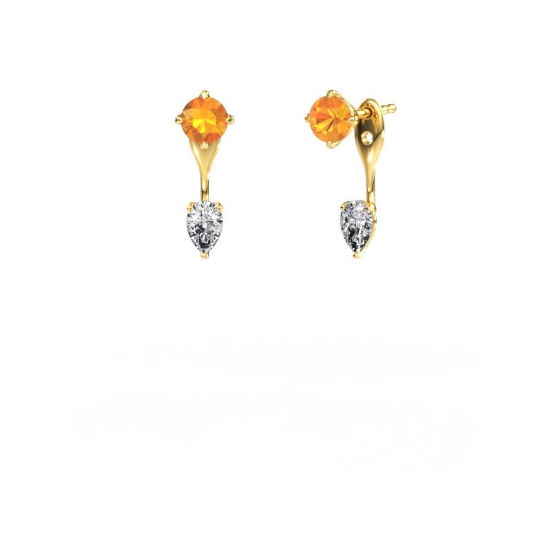 Drop earrings Kate RND-PER 585 gold citrin 5 mm